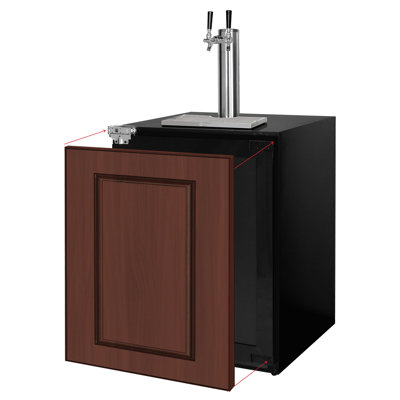 Infinity Series Panel-ready 24" Wide Dual Tap Kegerator With Left Hinge Overlay Door