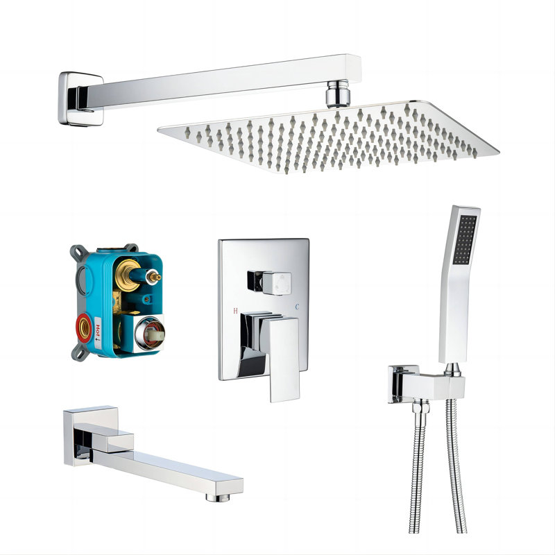 Complete Shower System with Rough in-Valve, Polished Chrome