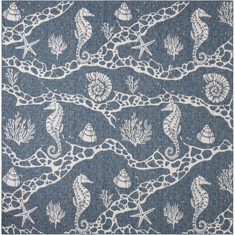 Tapis contemporain bleu marine Aycan, Carré 12 pi
