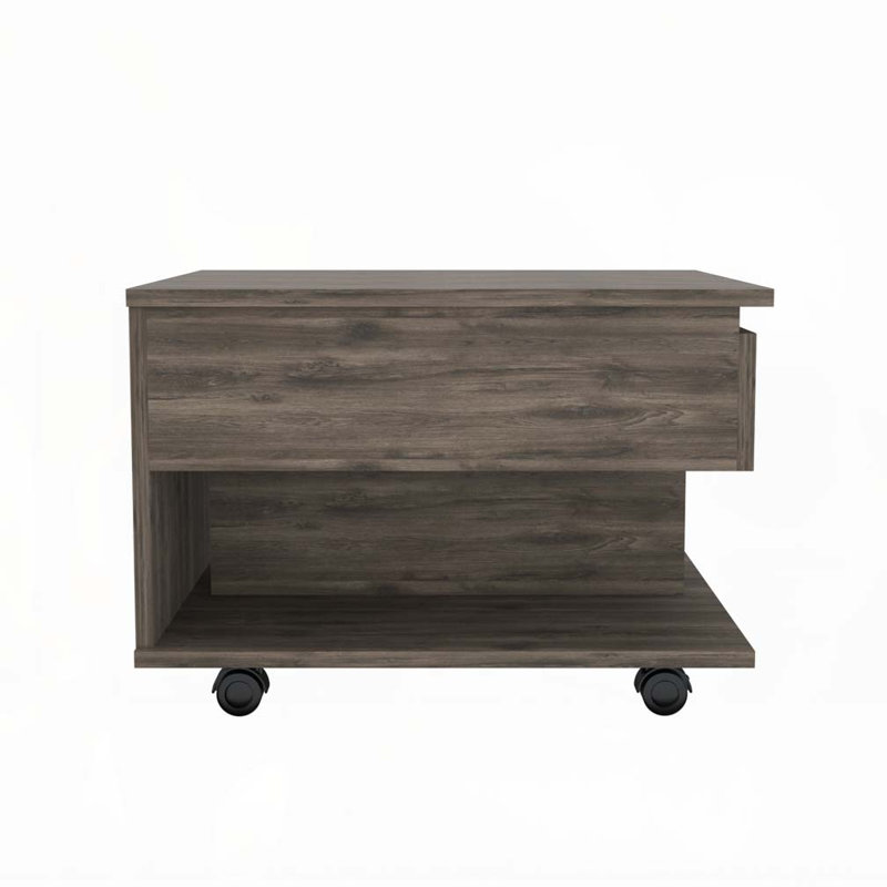 Table basse à 1 tablette et 1 tiroir brun foncé