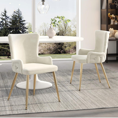 Velvet Upholstered Metal Armchair