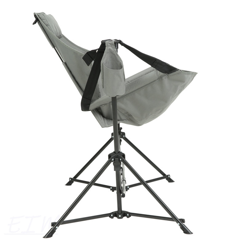 Folding Portable Rocking Chair With Adjustable Back And Pillow,  For Outdoor Travel And Relaxation, Grey (2Pcs), Gray