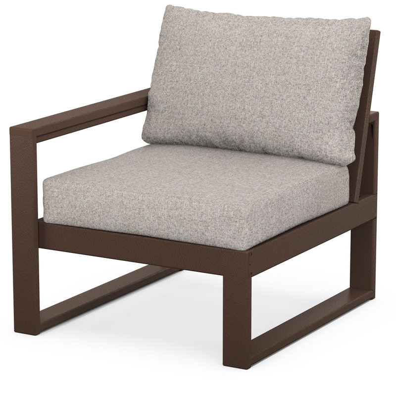 POLYWOOD Outdoor Lounge Chair, Weathered Tweed, Mahogany