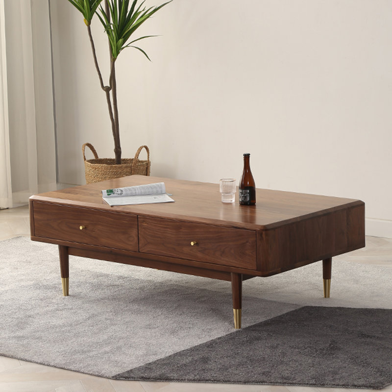 Table basse moderne et minimaliste en bois avec rangement, H 17,3 po x L 51,2 po x l 27,6 po