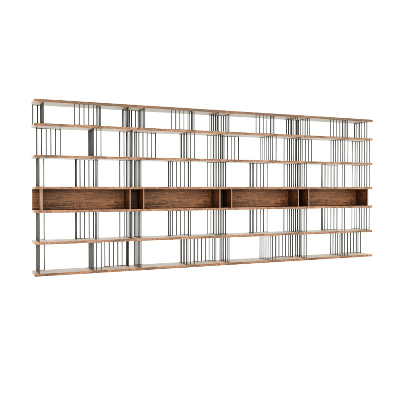 Extra Large Industrial Bookcase — 188.98" Wide Open Display Shelving Unit With Mdf Shelves & Steel Frame