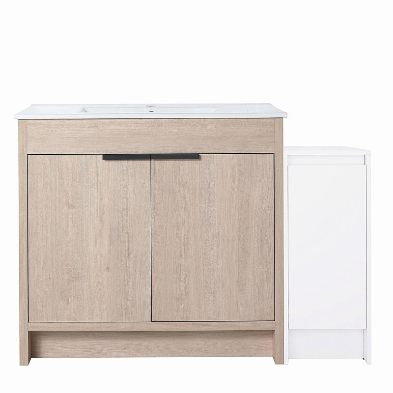48 Inch Freestanding Bathroom Vanity with Ceramic Sink and Storage Cabinets, Soft Closing Door, Combination Cabinet, KD-Package
