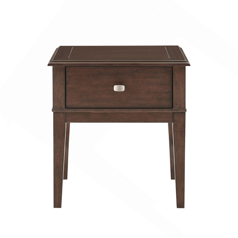 Table de bout, classique avec tiroirs de rangement usb port de charge brun finition meubles de salon 1pc