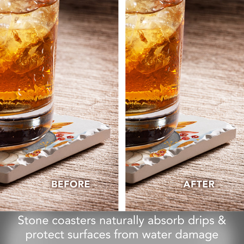 Stoneware Square 4 Piece Coaster Set