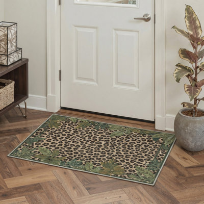 Tapis léopard lavable à la machine Alissa