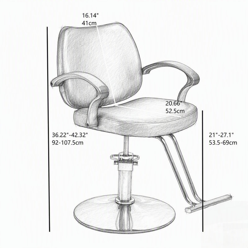 Fauteuil de coiffeur hydraulique durable avec éponge confortable à haute densité et ajustement de hauteur facile, Black