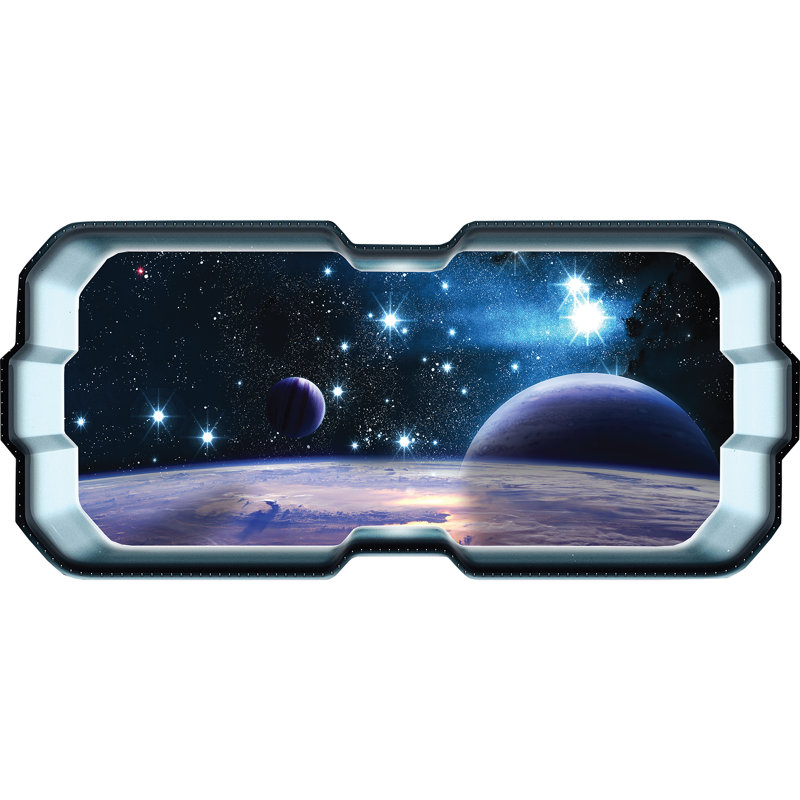 Adhésif décoratif galaxie - autocollant de fenêtre d'espace avec vaisseau spatial et planètes - murale décorative de chambre à coucher - art mural galaxie pour les enfants et les amoureux de l'astronomie