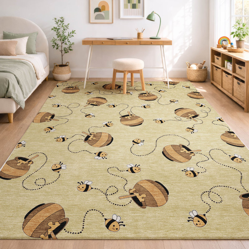 Machine Washable Indoor/Outdoor Chantille ACN2650 Kids Rug, Wheat, 8' x 10'