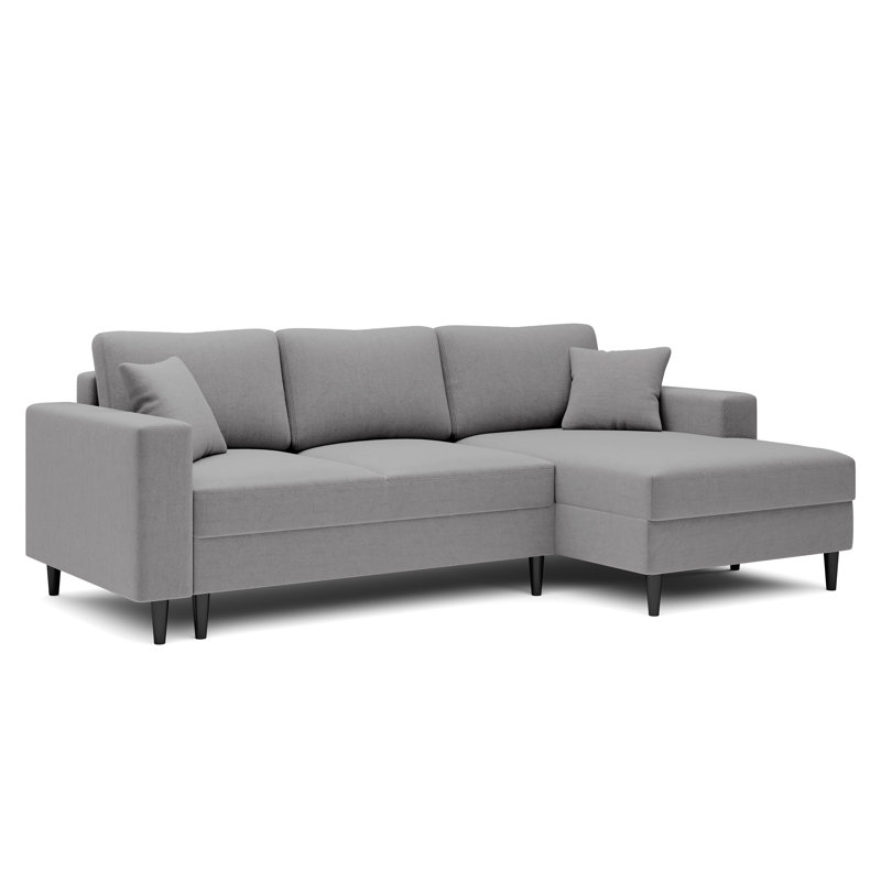 Ajten 3 Seater Velvet Sofa Bed, Right Hand Facing, Grey