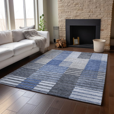 Tapis bleu Prisco lavable à la machine de qualité supérieure
