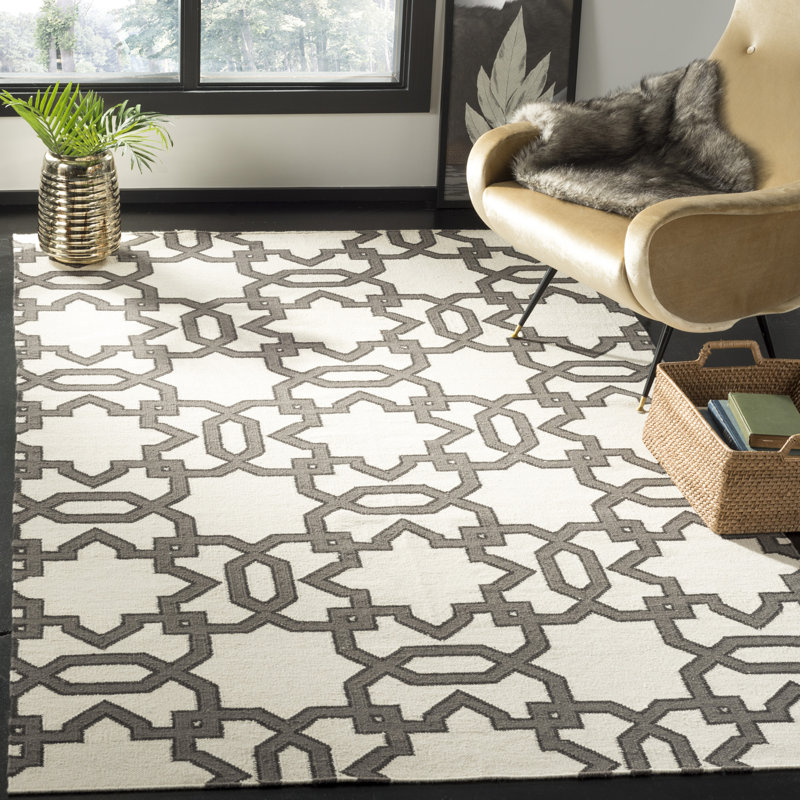 Varner Geometric Wool Hand Woven Area Rug, Rectangle 122 x 183 cm