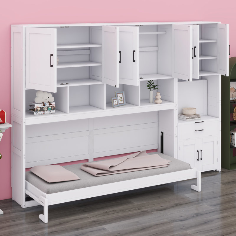 Lit escamotable mural avec placard, tiroirs et bureau Murphy