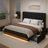 Velvet Led Upholstered Headboard Bed Frame With 4 Storage Drawers-1073745032-1073745029