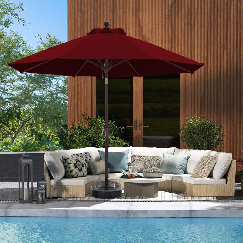 Parasol de patio en oléfine 9 pi 9 pi, Rouge foncé