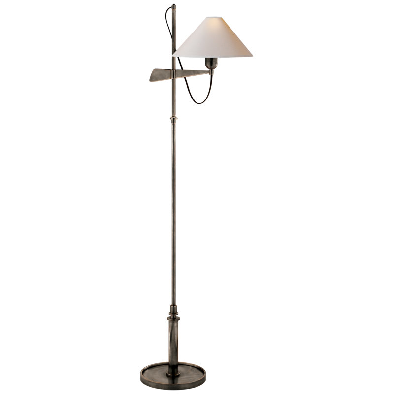 J. Randall Powers Hargett Bridge Arm Floor Lamp, Bronze, Fabric