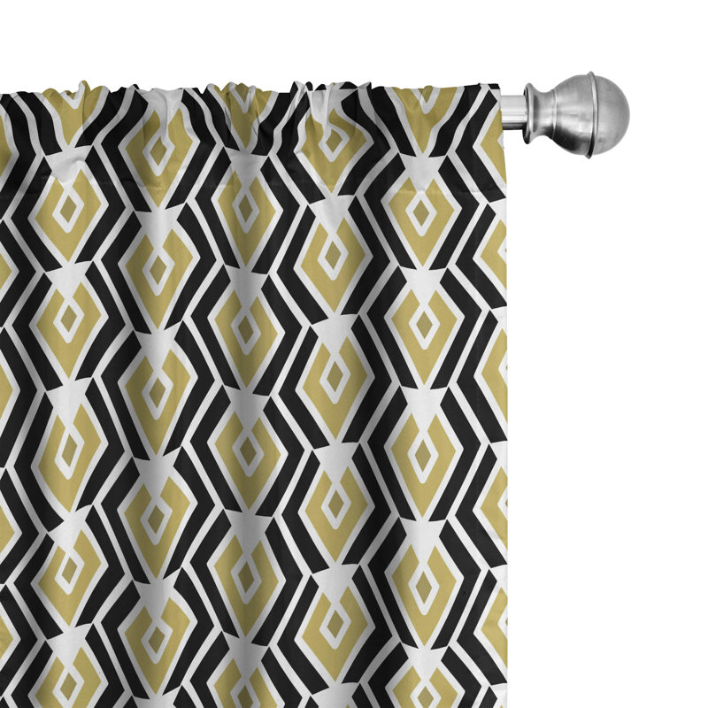 Abstract Semi-Sheer Rod Pocket Curtain Panels, 28" x 95"