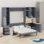 Lit escamotable avec rangement hydraulique, canapé, tablettes et tiroirs, éclairage DEL / USB-697444472