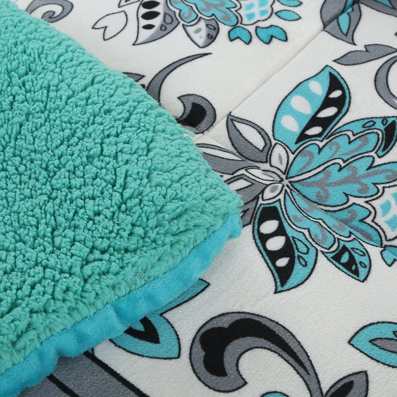 Light Teal Reversible Micromink Sherpa Queen Comforter Set