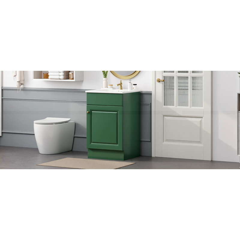 Meuble-lavabo de 20 po avec lavabo, Vert