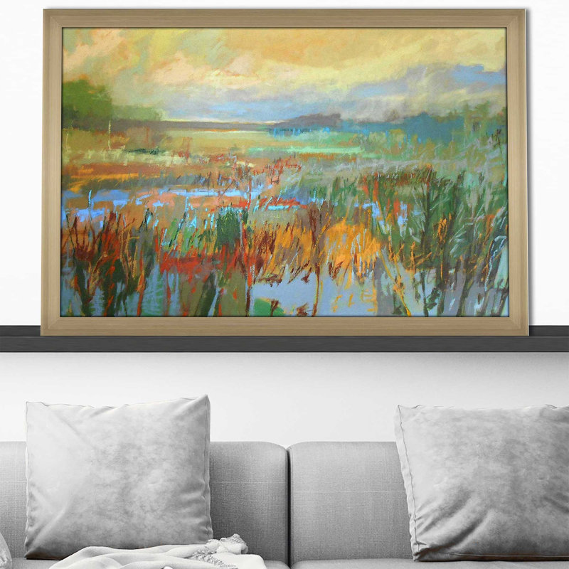 Marsh In May par - Peinture, Encadrement champagne, H 21,5 po x l 27,5 po x P 0,75 po