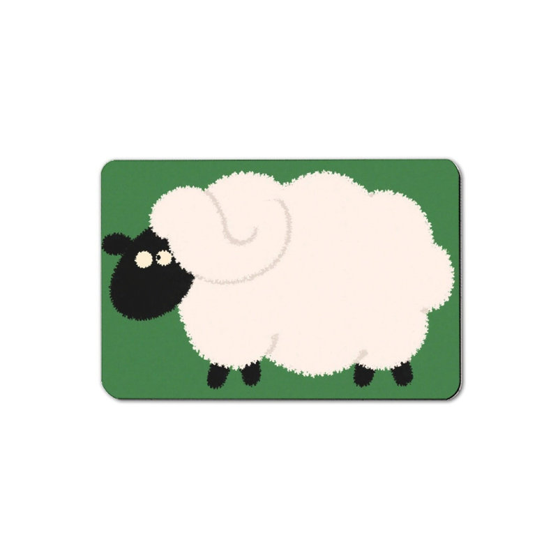 Tapis pour salle de bain en mouton blanc à face noire - 16 x 24