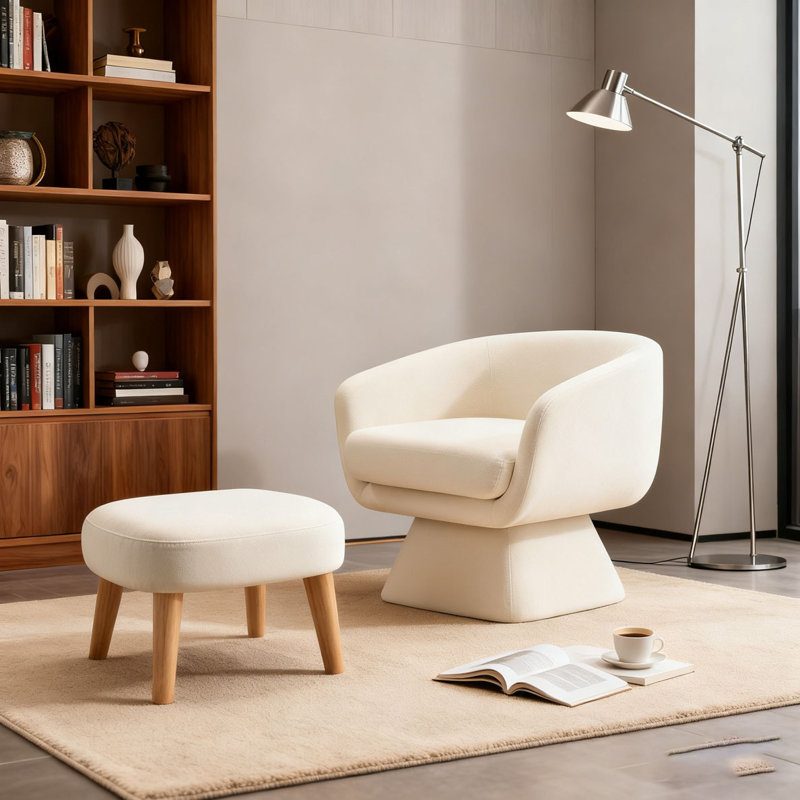 Chaise de loisir rembourrée avec repose-pieds, Blanc