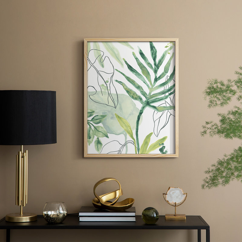 «Tropical Palm Chorus III», reproduction encadrée - bois massif, H 11 po x l 9 po