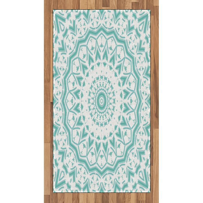 Aqua High Density Long Fiber Poly Threads Decorative Area Rug Carpet, Rectangle 2'7" x 5'