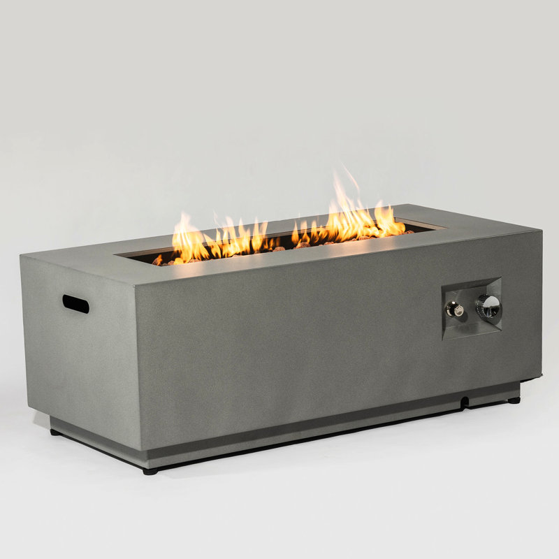 42Inch Steel Outdoor Fire Table - Propane Fueled, Efficient Heating, Adjustable Flame Intensity, High , Space Efficient, Easy To Clean And Maintain, Comes With Glass Windshield Rectangle Utilizing,