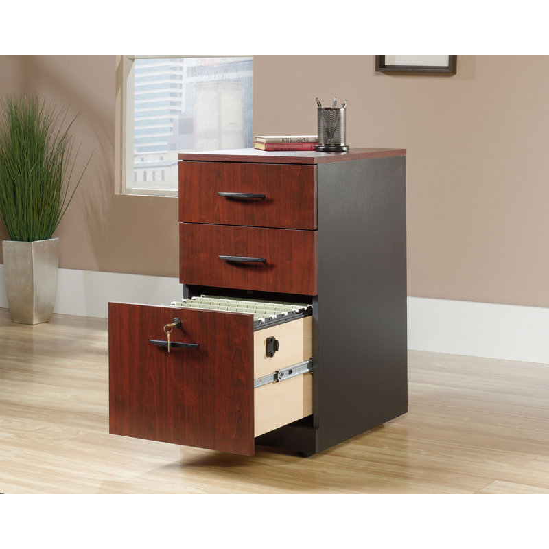 Classic Cherry Mobile 3-Drawer Legal File Pedestal with Lock