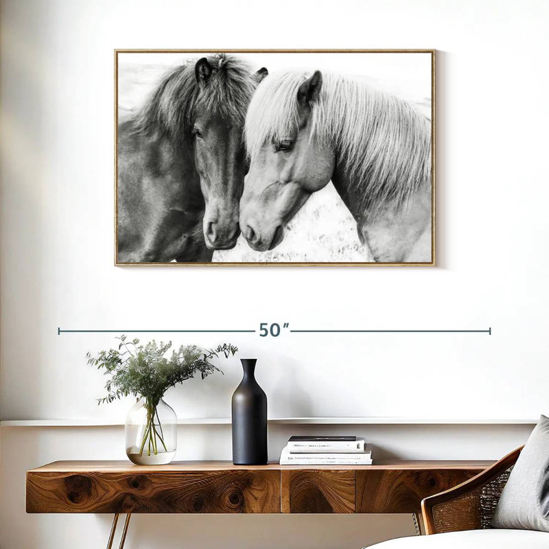 Sweet Horse Love, Cadre flottant en bois naturel, 37 po x 25 po