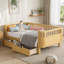 Lit plateforme simple en bois avec rails, base de lit en bois naturel à profil bas pour enfants garçons et filles
