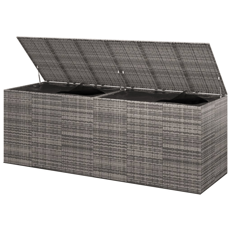 Garden Cushion Box PE Rattan 291X100.5X104 Cm, Grey