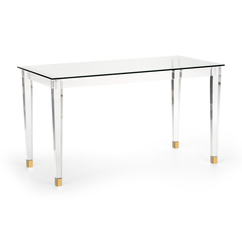 Bureau d'écriture en verre acrylique Denver, Laiton