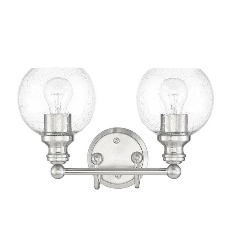 Éclairage pour meuble-lavabo à 2 lumières, Nickel brillant satiné