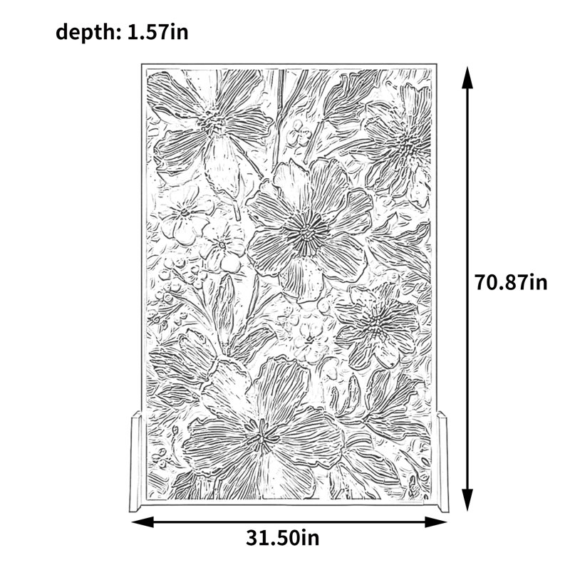Paravent en bois texturé, H 70,87 po x l 31,5 po x P 1,57 po