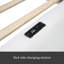 Lit plateforme simple tapissier avec garde-corps et station de charge, blanc