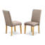 L'ensemble 3 pièces de table et chaises de cuisine comprend une table de salle à manger carrée et 2 chaises Parsons en tissu de lin kaki foncé, chêne-1239574451-1239574448