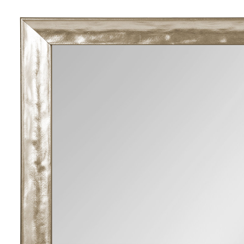 Sherita Metallic Rectangle Bathroom Wall Mirror, Silver, 24" x 18"