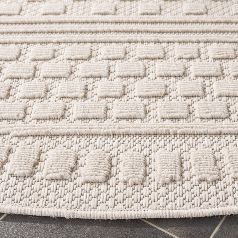 Milos Performance Striped Indoor/Outdoor Area Rug, Round 6'7"