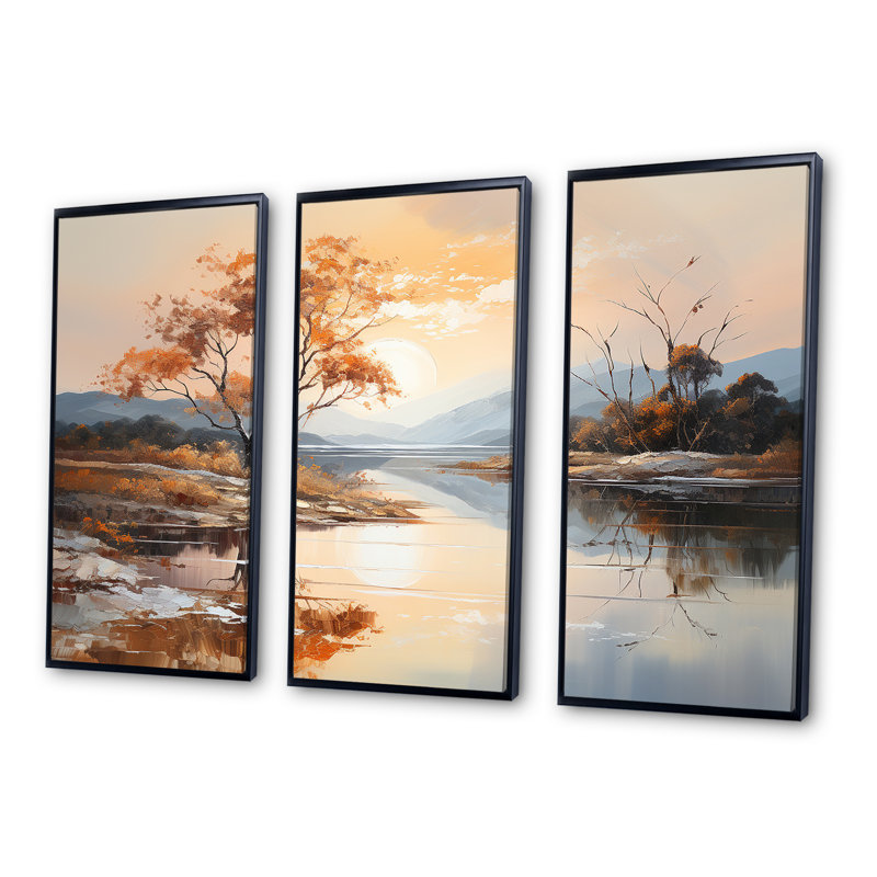 «Lakes Serenity Charm», impression d'art mural, H 28 po x l 36 po x P 1 po, Cadre flottant noir