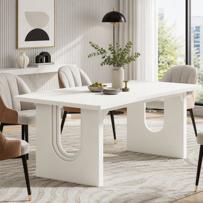 Modern Rectangular Dining Table with Pedestal Base