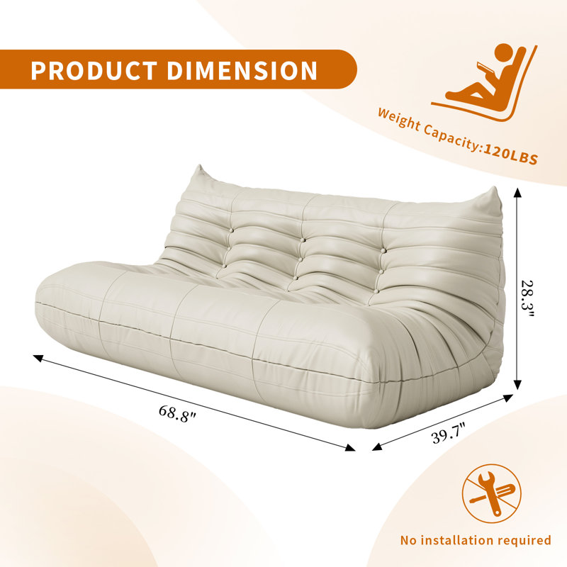 Fauteuil à billes 3 pièces Boneless, Beige, 68.8" W