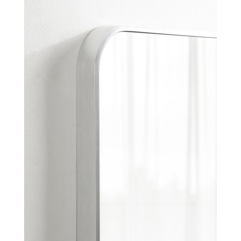 Anacleta Radius Rectangle Framed Wall Mirror, 30" x 20", Silver