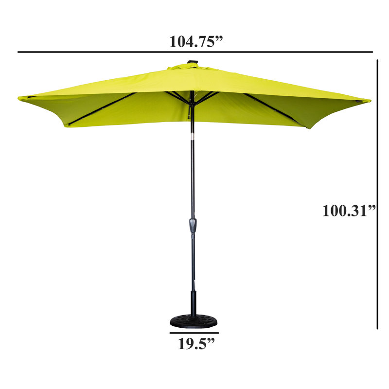 Nazayah 120'' x 78'' Rectangular Lighted Tilt Market Umbrella, Beige