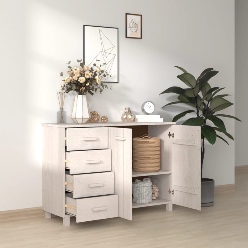 Hamar Sideboard Buffet Console Cabinet for Kitchen HAMAR Solid Wood Pine, White